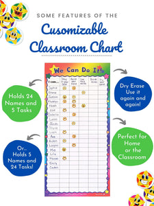 We Can Do It! Customizable Dry Erase Incentive Chart with Cling Stars!