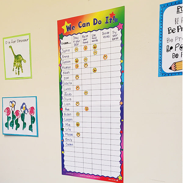 We Can Do It! Customizable Dry Erase Incentive Chart with Cling Stars!