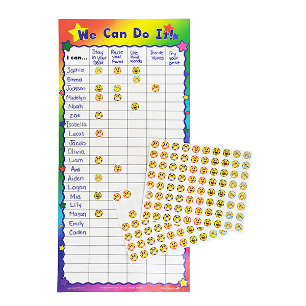 We Can Do It! Customizable Dry Erase Incentive Chart with Cling Stars!