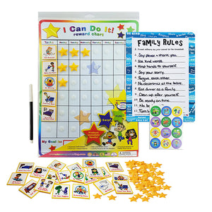 "I Can Do It!" Reward Chart with FREE BONUS family rules and reward stickers!