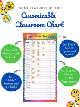 Load image into Gallery viewer, We Can Do It! Customizable Dry Erase Incentive Chart with Cling Stars!